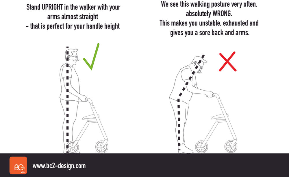 The correct posture with your walkers