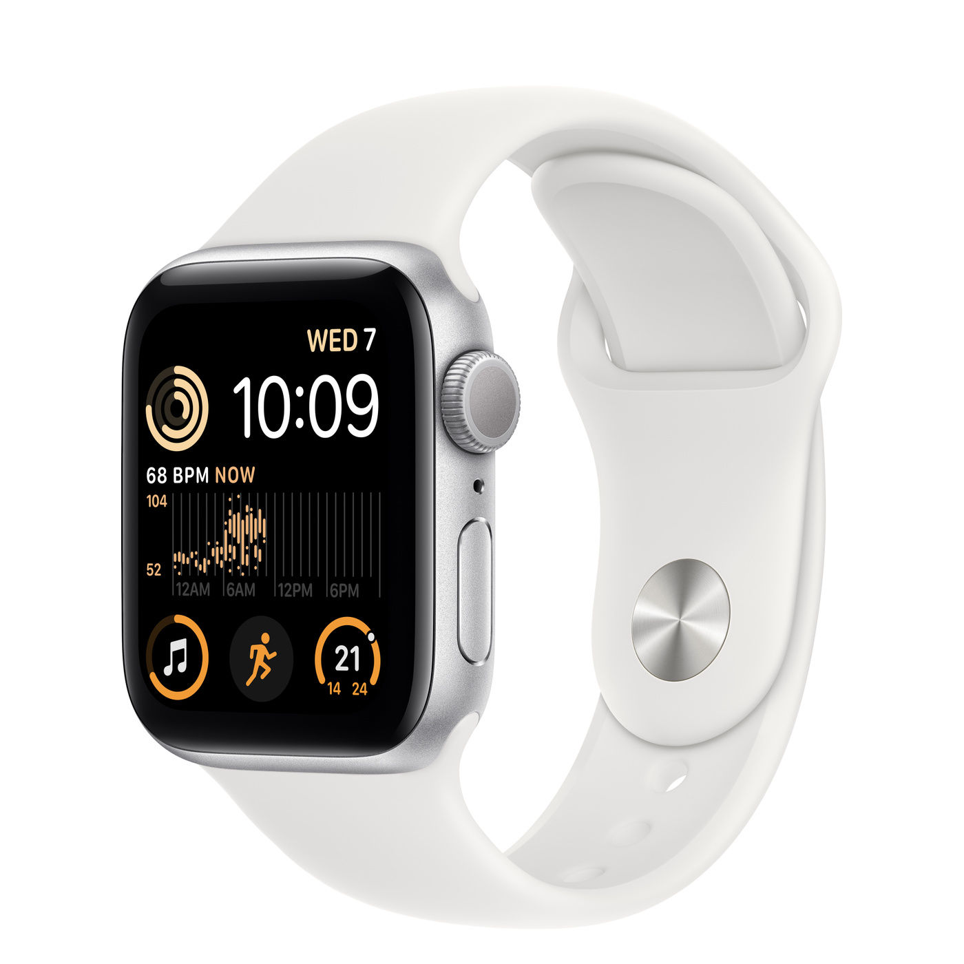 Apple Watch SE, Silver Aluminium Case with Sport Band