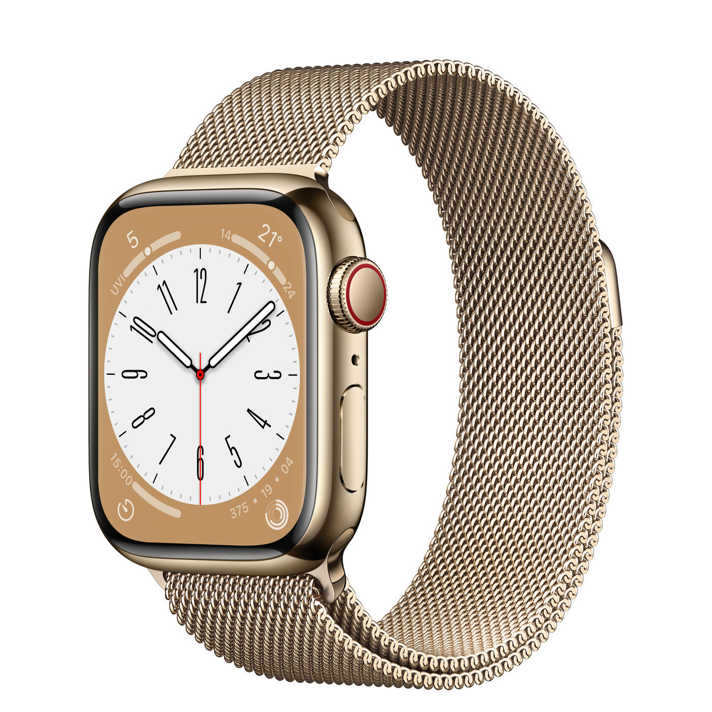 Apple Watch Series 8, Gold Stainless Steel Case with Milanese Loop
