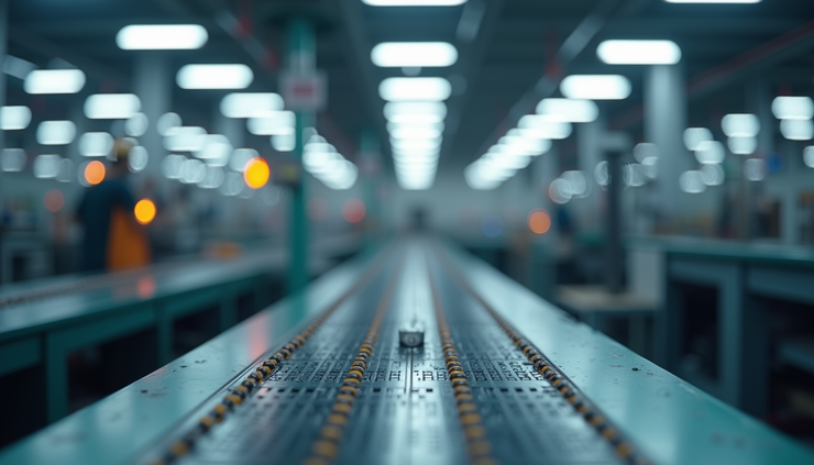 Yüksek açıdan fabrika üretim hattında IoT sensörlerinin yerleştirilmesi