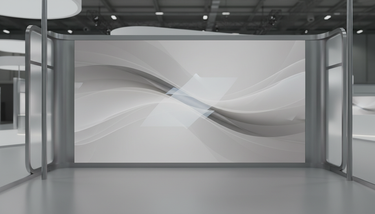 Nahaufnahme einer LED Videowall in einem Messestand-Konzept.