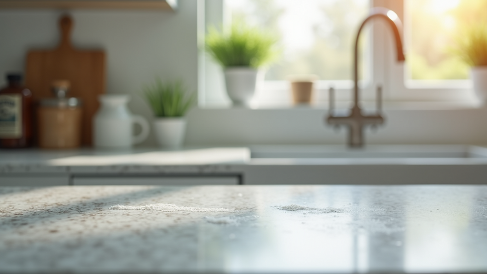 Close-up image of a freshly cleaned kitchen countertop