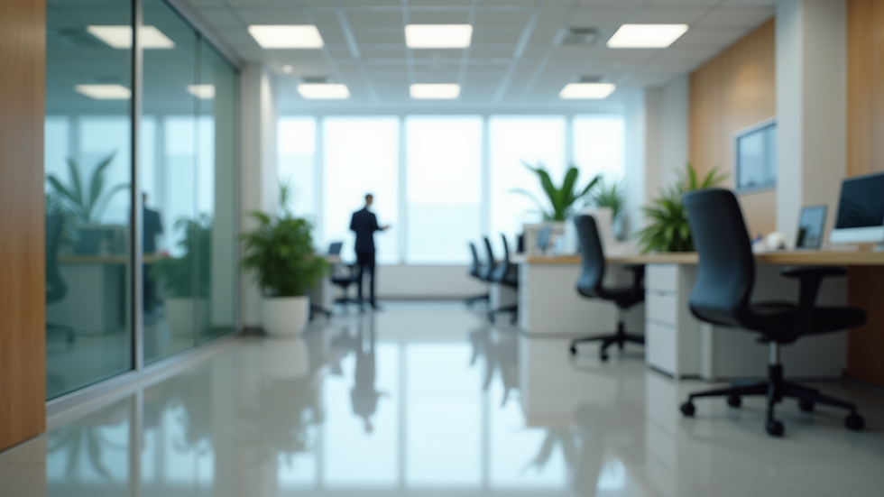 High angle view of a well-maintained office area with pristine surfaces