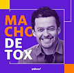 Sobre fundo roxo, a foto do rosto de Fernando Rocha. Texto em letras laranja; Macho e em letras brancas: detox