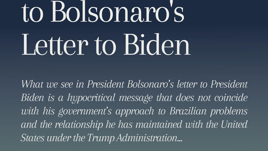 USNDB Response to Bolsonaro’s Letter to Biden
