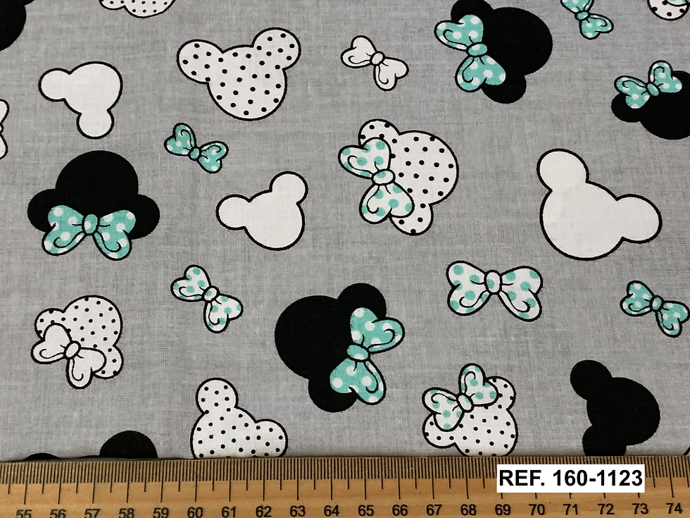 Miniatura: REF. 1123 - Silhuetas Minnie Preto/Menta em fundo cinza