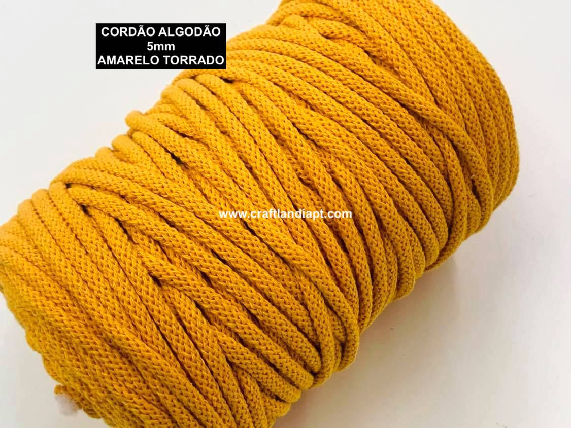 AMARELO TORRADO - Cordão de Algodão 5mm