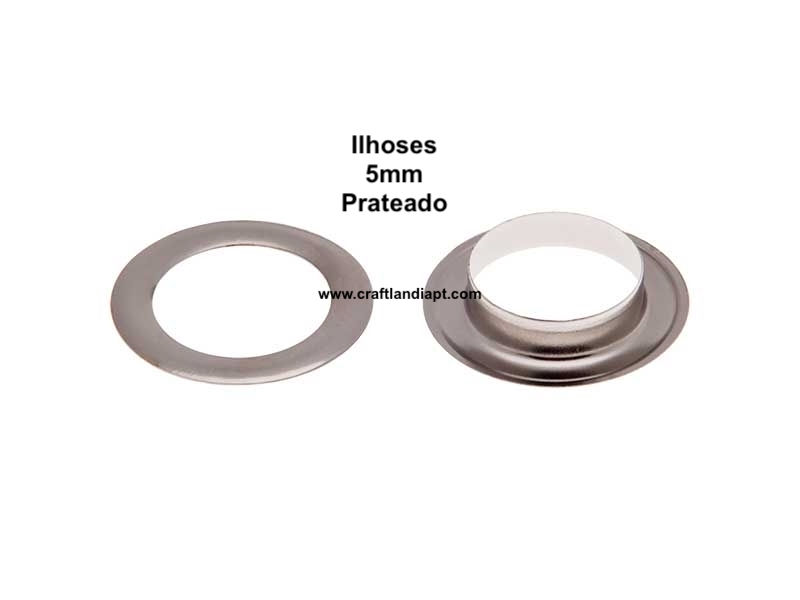 Ilhoses 5mm - Prateado - 20 conjuntos