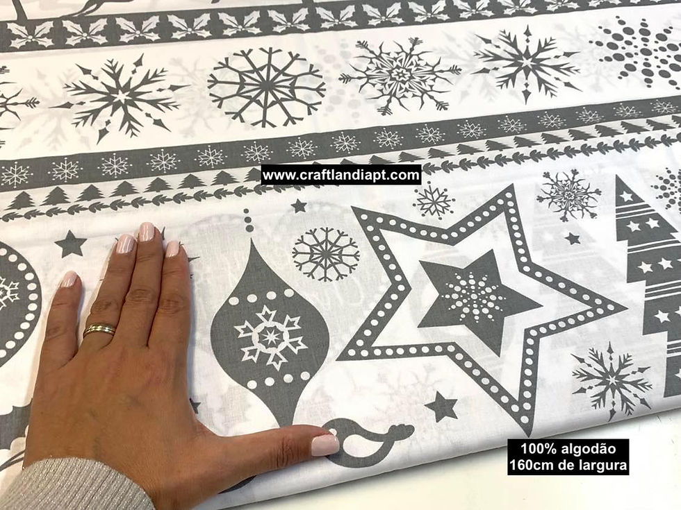 Miniatura: Natal - Barras fundo branco - 100% algodão