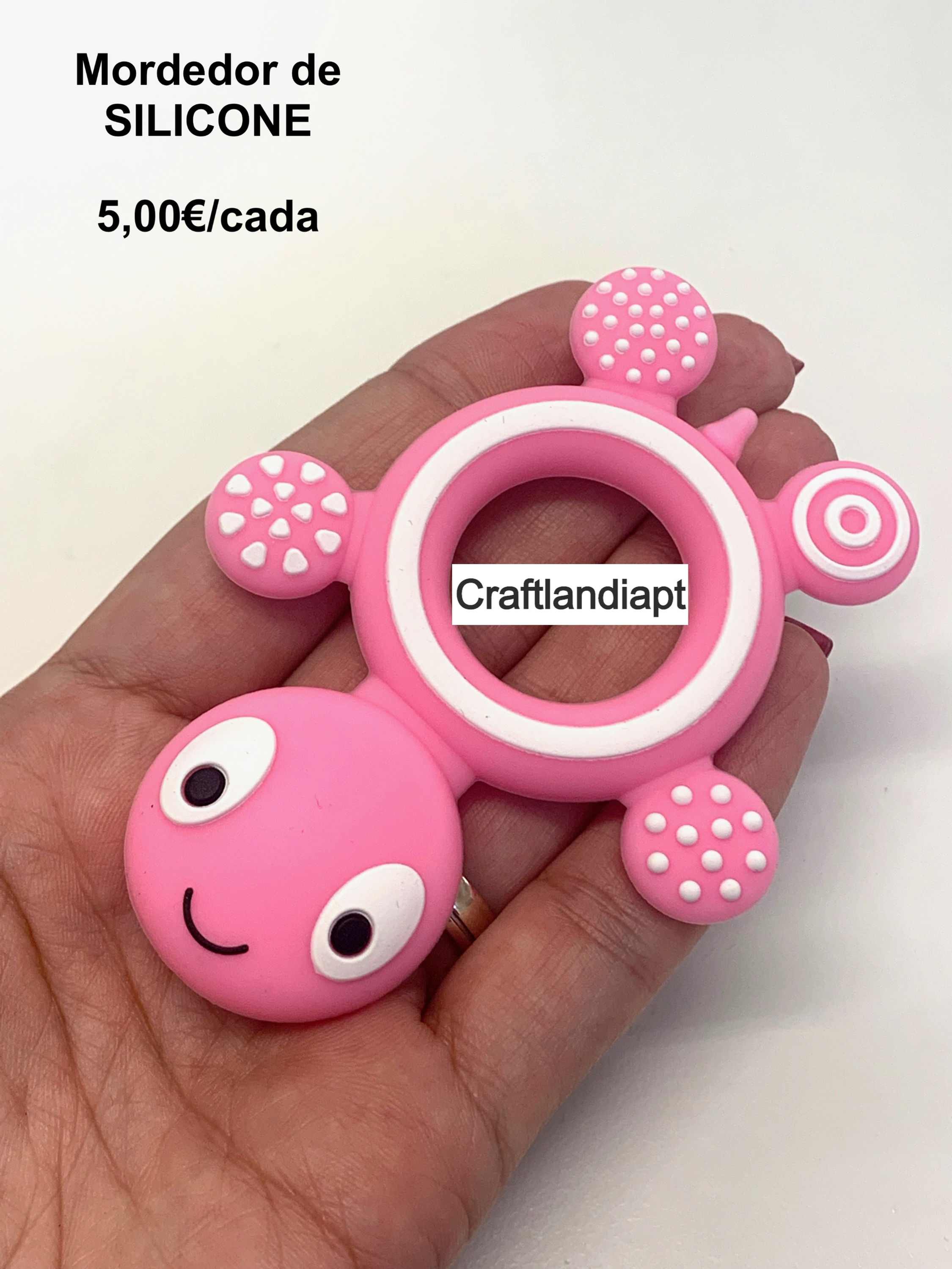 Mordedor de Silicone - Tartaruga Rosa