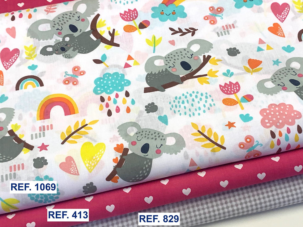 Miniatura: REF. 1069 - Koalas com arco-íris em fundo branco