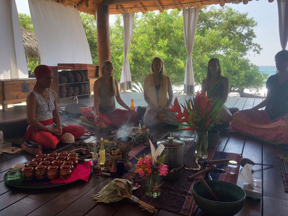 Above: One of our Kula cacao and rapé ceremonies as integrated in our YTT200 hr at the beautiful Present Moment Retreat centre in Troncones, Mexico.