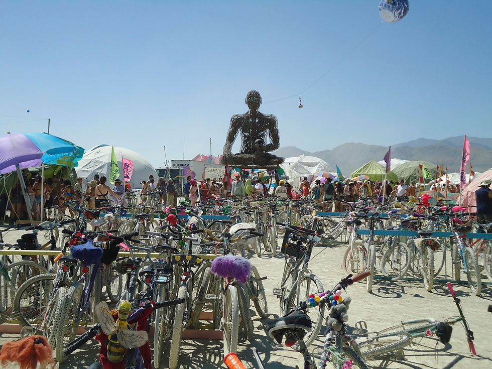 Heebeegeebee Healers Camp at Burning Man 2011, Black Rock City bicycles (Photo by John Early)