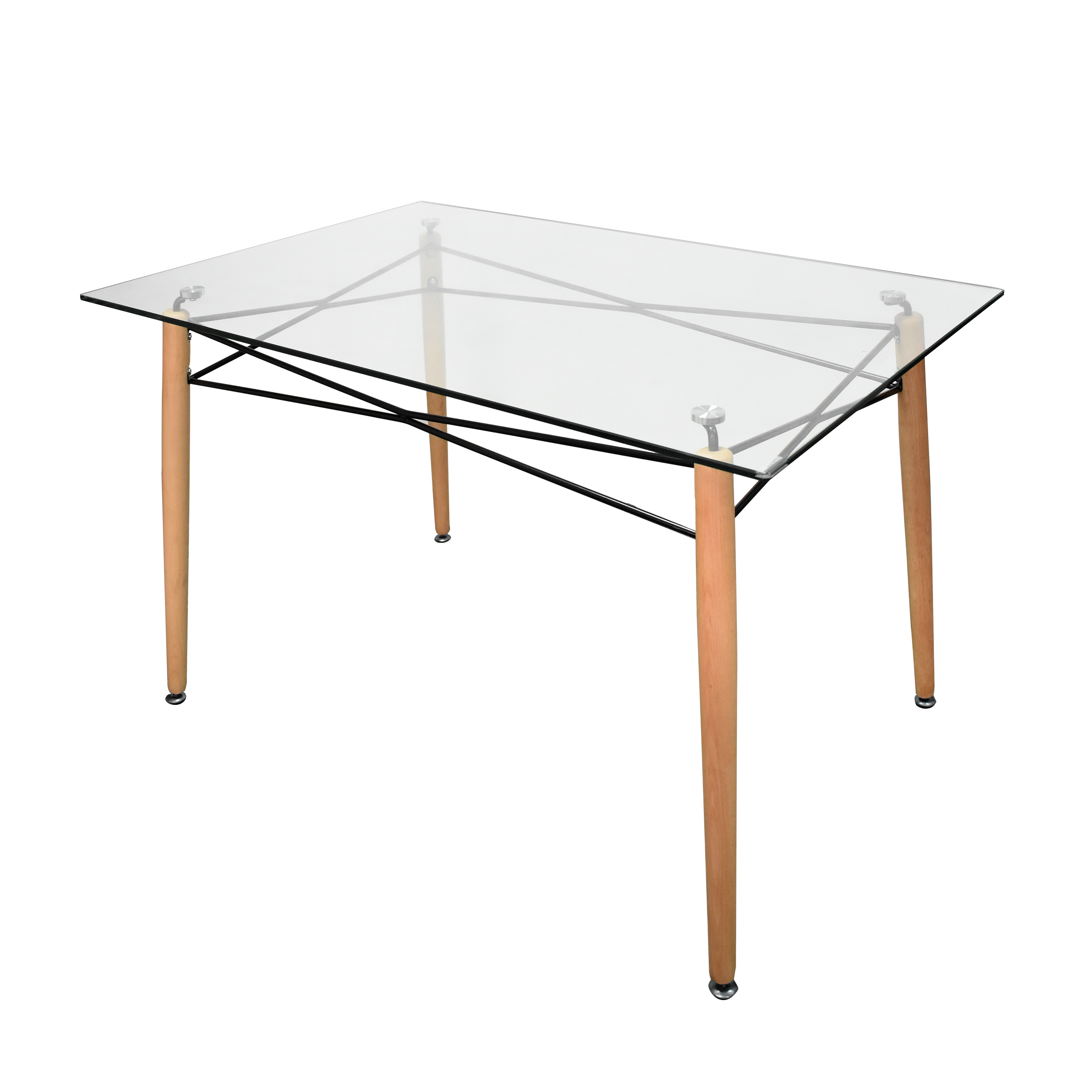 Comedor Naranja 4 Sillas Acolchadas Y Mesa Rectangular de Vidrio