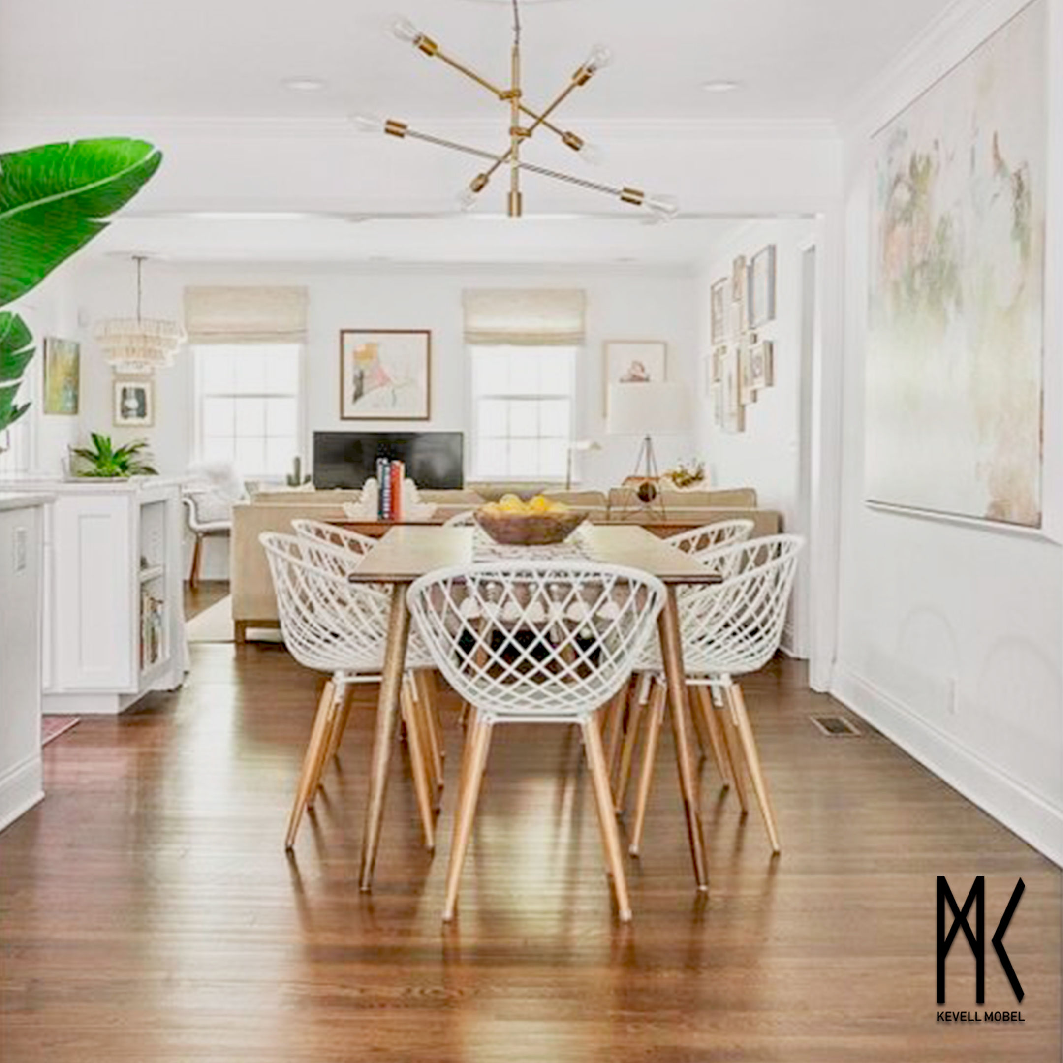 Comedor Mesa Eames de Vidrio Templado y 4 Sillas Sidera de Plastico