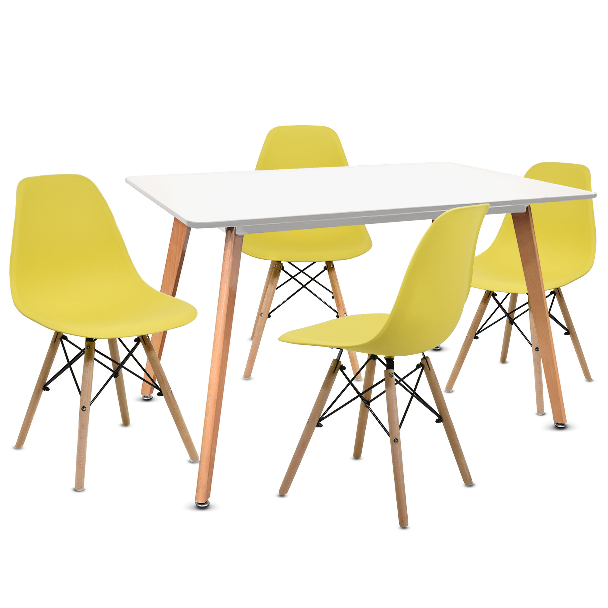 Comedor Moderno Eames Mesa + 4 Sillas Amarillas