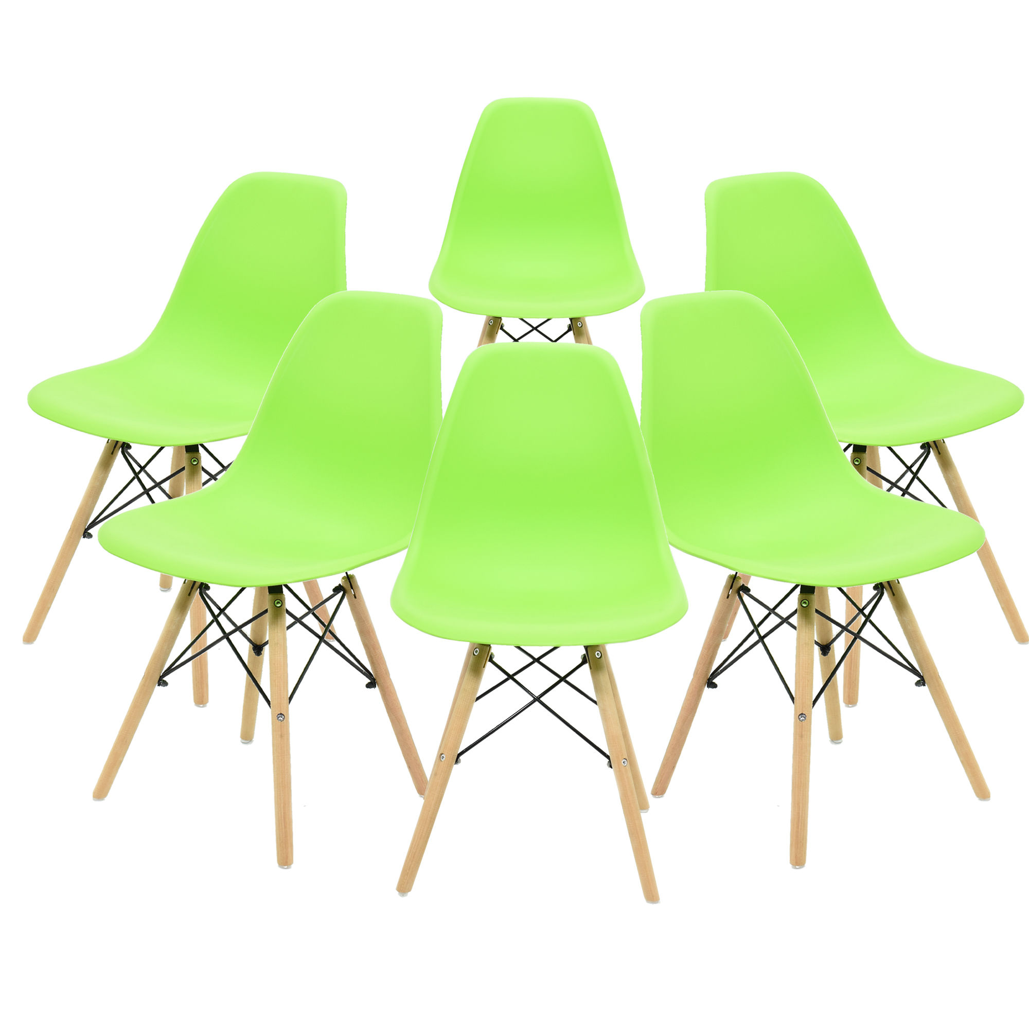 Set De 6 Sillas Eames Modernas Comedor Oficina Verdes