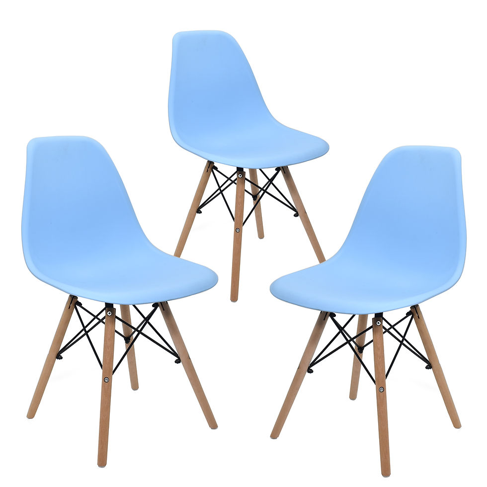 Set De 3 Sillas Eames Modernas Comedor Oficina azules