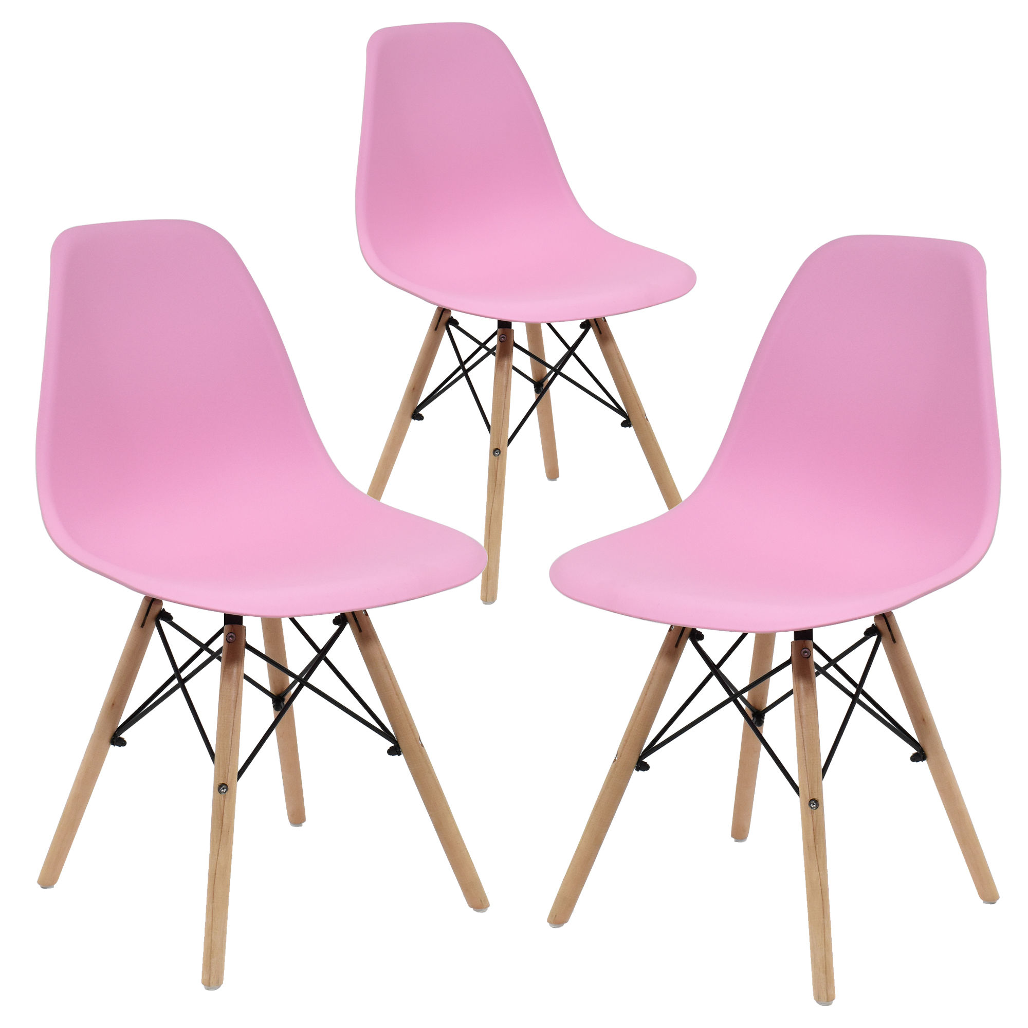 Set De 3 Sillas Eames Modernas Comedor Oficina  rosas