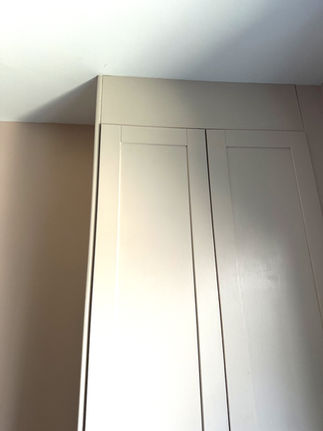 Custom ceiling infill panel scribed to Regency ceiling, built-in PAX wardrobe, Montpelier, Brighton
