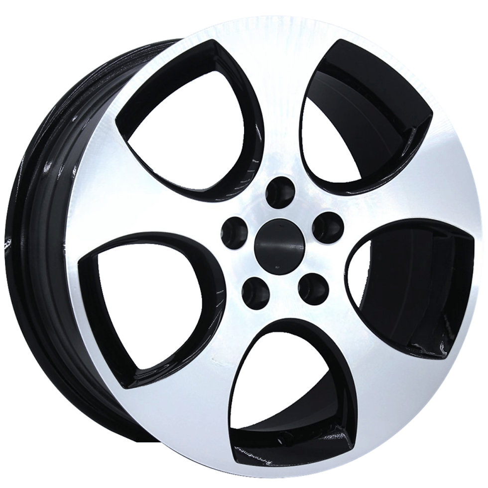 Black polished alloy wheel, silver and black design. 16 İnç 6x120 Chevrolet Opel Isuzu Uyumlu Black Polished Jant Takımı.