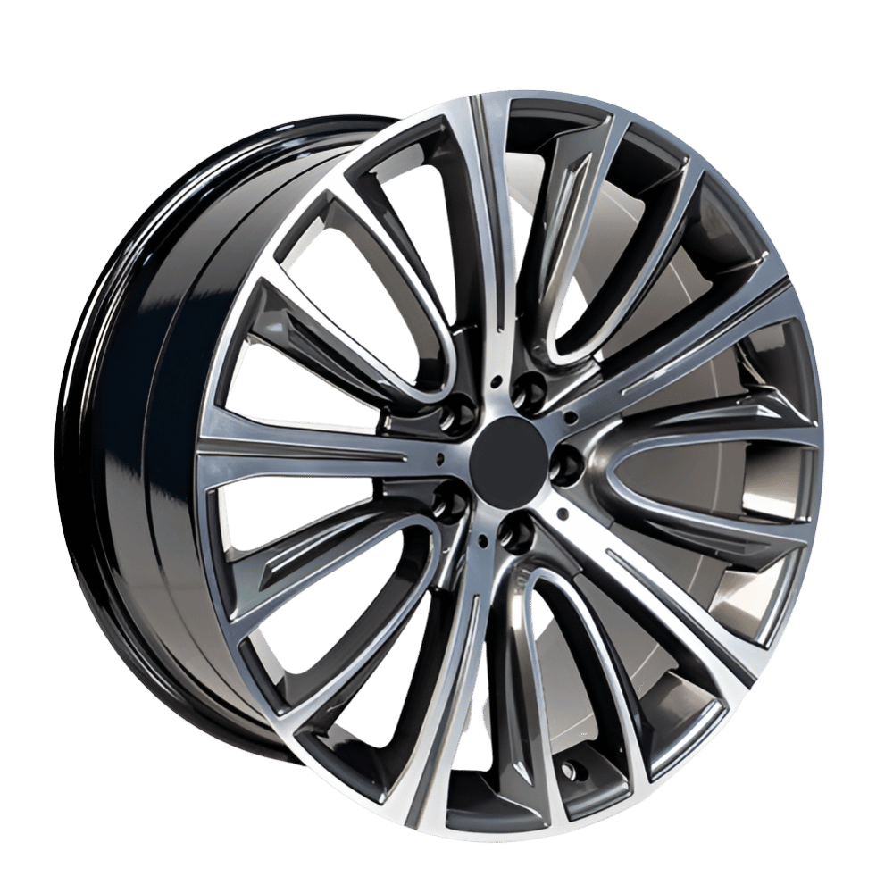 Parlak siyah jant detayları. 16 İnç 6x120 Chevrolet Opel Isuzu Uyumlu Black Polished Jant Takımı. Arka plan siyah.