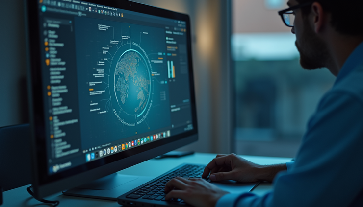 Vue rapprochée d’un écran d’ordinateur affichant une interface d’intelligence artificielle en cours d’utilisation