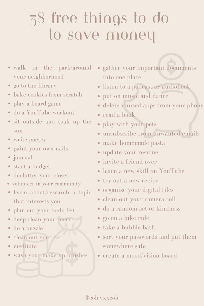 38 free activities to do to save money