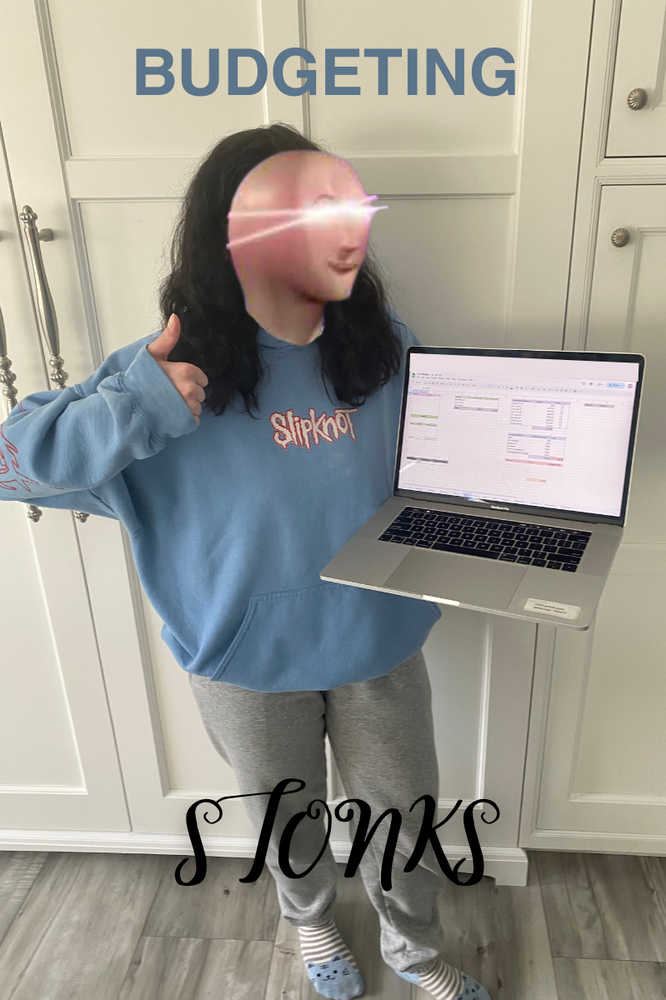 Budgeting Stonks budgeting template on computer