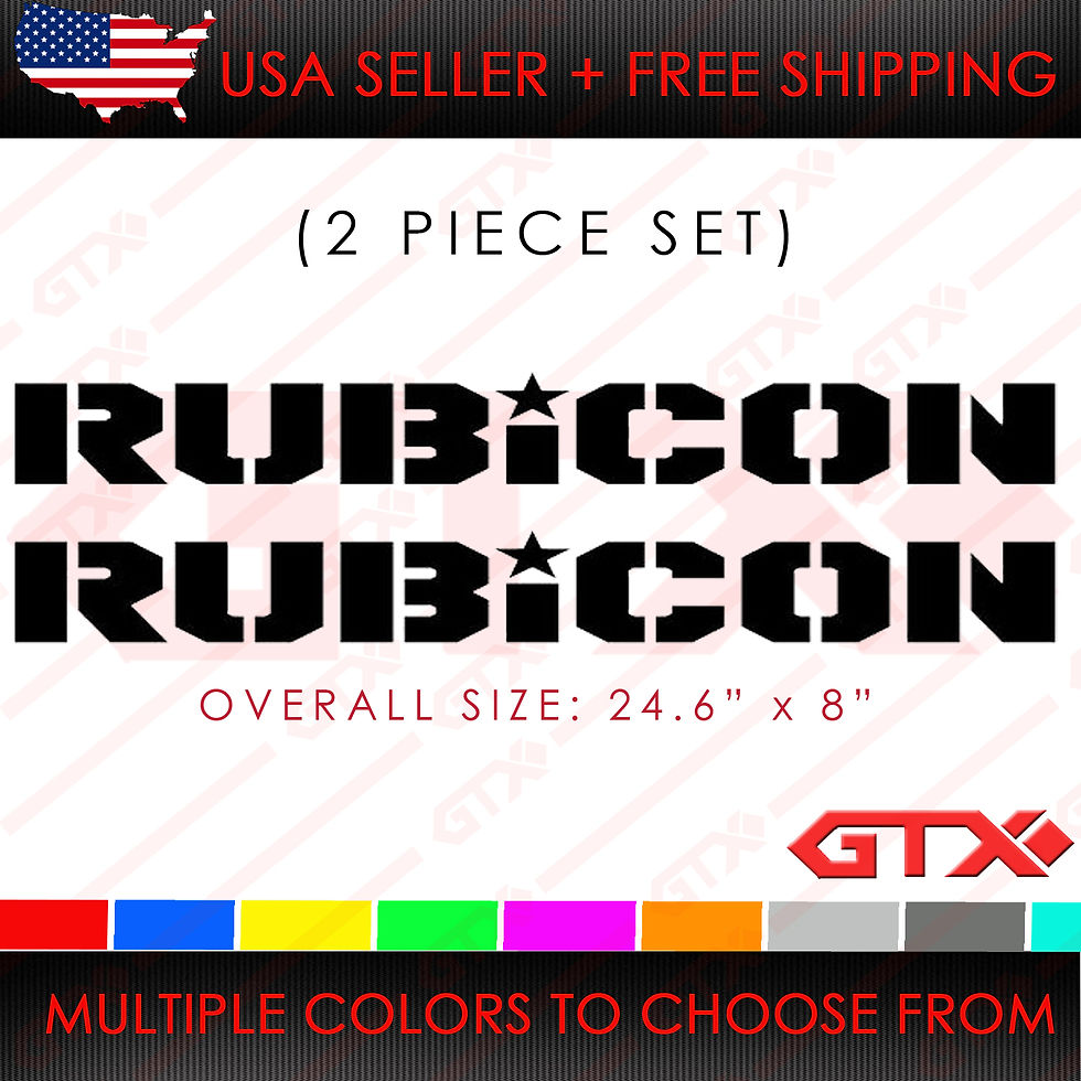 Jeep Wrangler RUBICON Hood Side Hood Decal Vinyl Graphic JK Fender Trail