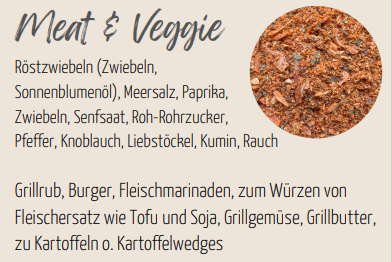 Meat & Veggie von Edelschmaus ist perfekt zum würzen von Burger, Grillrub, Fleischmarinaden, Grillgewürz, Grillbutter zu Kartoffeln u.v.m