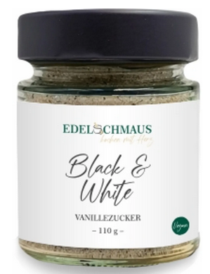 Edelschmaus Black and White“ ist der passende Name für unseren Vanillezucker mit Vanille aus Madagaskar. Schon das Öffnen des Glases ist ein wahres Erlebnis für die Sinne! Das verführerische Aroma unseres „Black and White“ lässt Kuchen, Waffel, Plätzchen, Desserts und Obstsalat zu einer Geschmacksexplosion werden. Das ist ein Vanillezucker der „Extraklasse“!