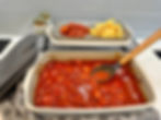 Currywurst aus dem Backofen im Grundset von Pampered Chef zubereitet. Gewürzt habe ich mit den leckeren Gewürzen von Edelschmaus Buddhas Sternenstaub und I am Curry