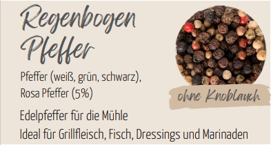 Edelschmaus Regenbogen Pfeffer für Steaks Grillfleisch Fisch Dressings und Marinaden