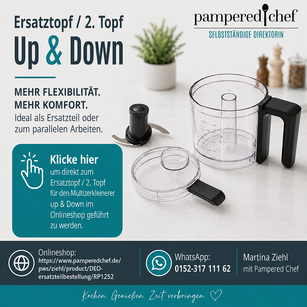 Mit Klick auf das Bild oben kommst du direkt zum Ersatztop oder 2. Topf für den Multizerkleinerer im Onlineshop