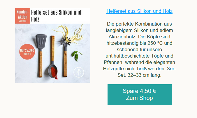 Pampered Chef Helferset aus Silikon und Holz Juli 2024 Angebot
