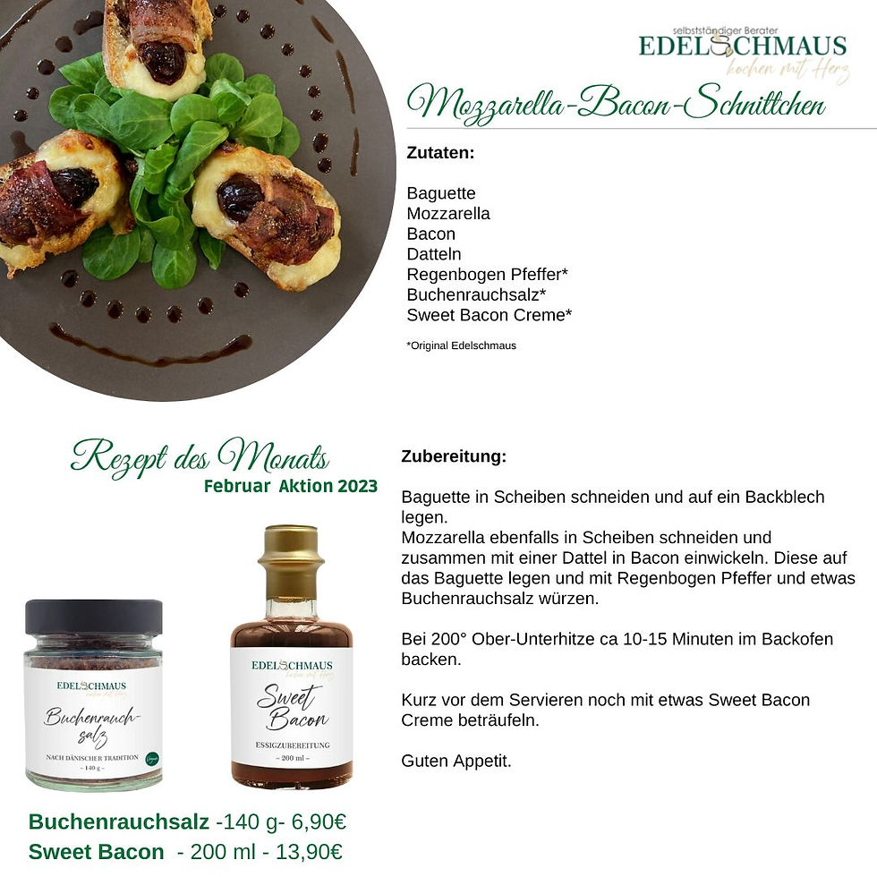 Edelschmaus Rezept Mozzarella-Bacon-Schnittchen