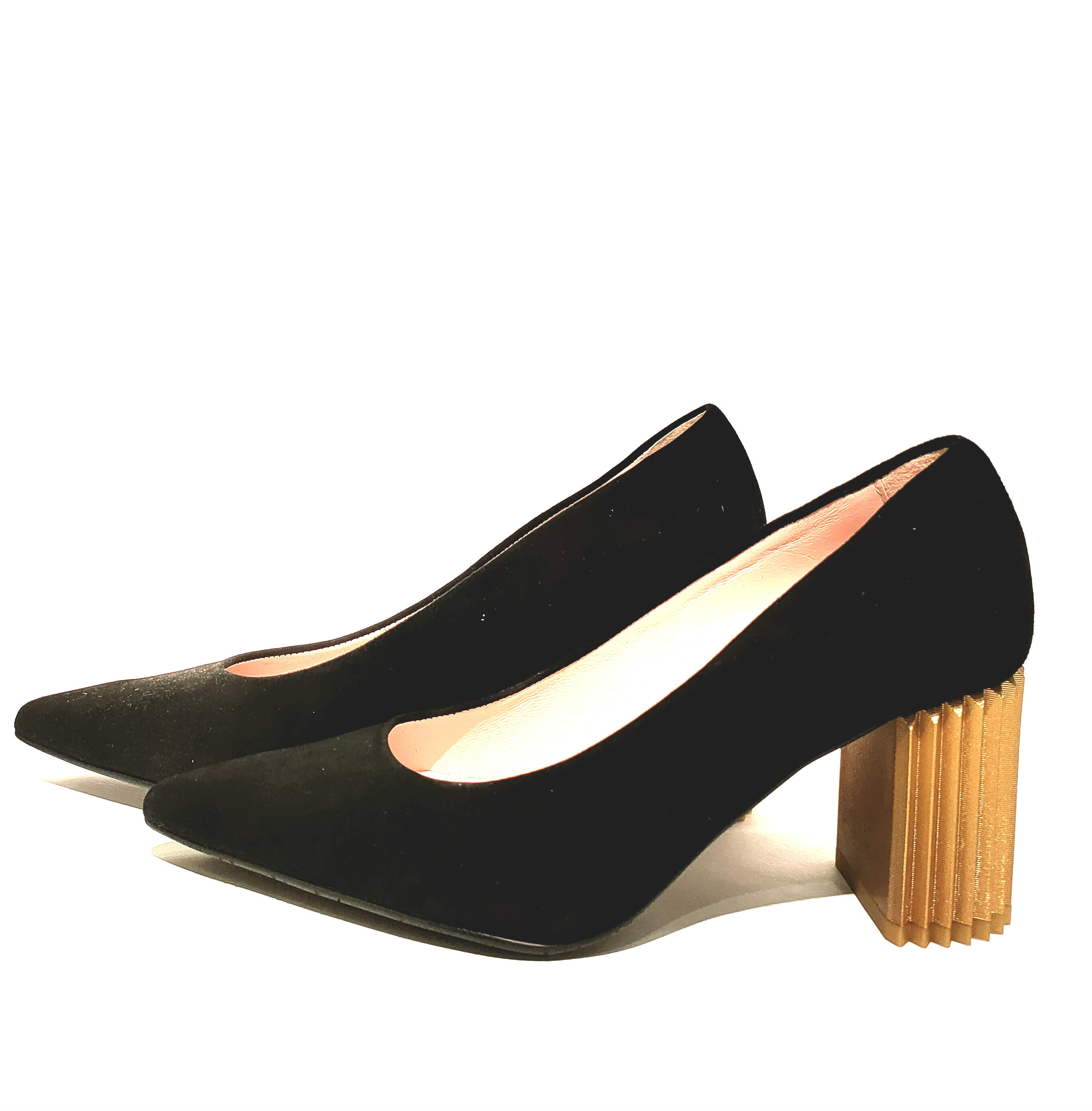 Decolte'RAS con tacco oro 6803 -B AMALFI NEGRO