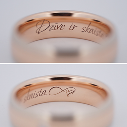 iekšējais gravējums laulību gredzenā ar tekstu