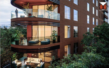Terraces on the corner of Rubén Dario and 3 Picos street in the Torre Monarca luxury apartment development
