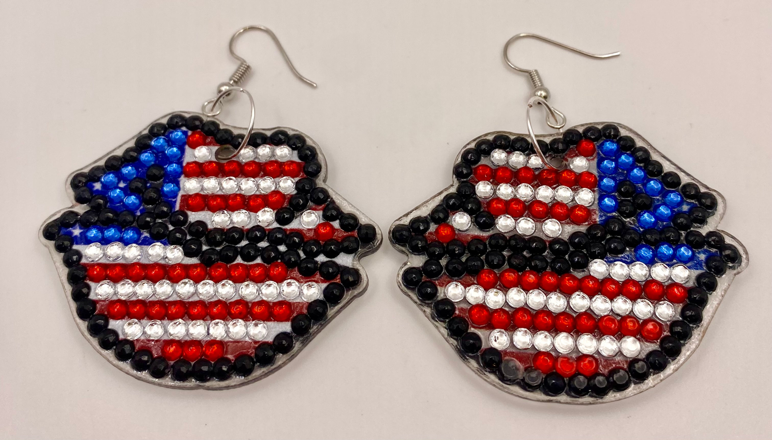 American Flag Lips Diamond Art Earrings