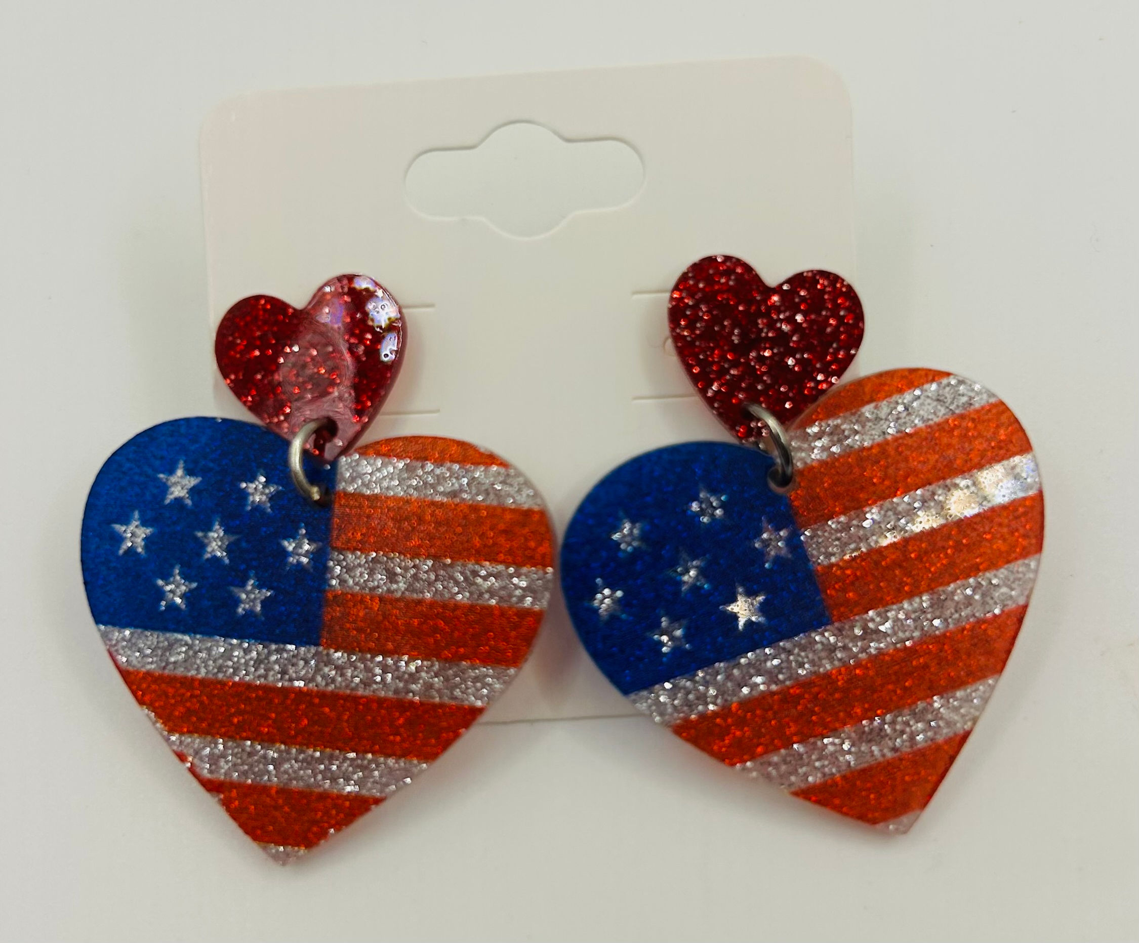 Flag USA Heart Earrings