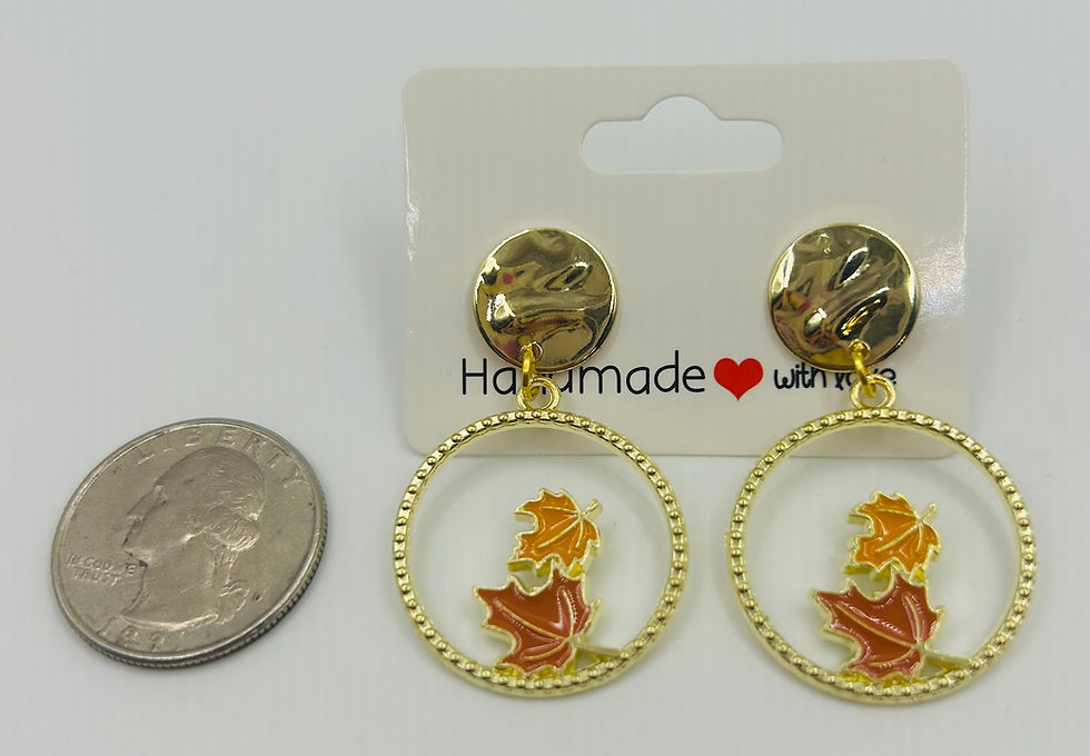 Thumbnail: Golden Autumn Leaf Hoop Earrings