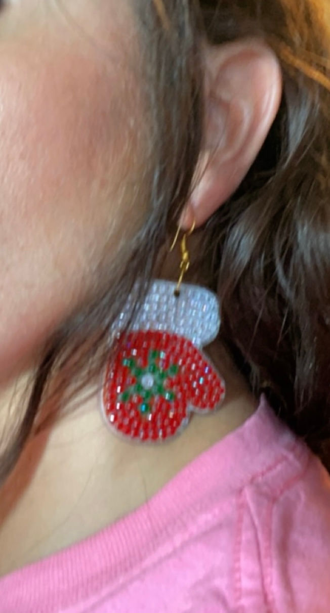 Thumbnail: Festive Mitten Diamond Art Earrings