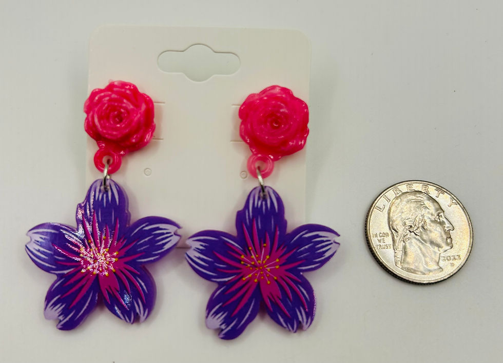 Thumbnail: Pink & Purple Flower Earrings