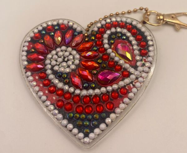 Red and Pearl Heart Purse Charm