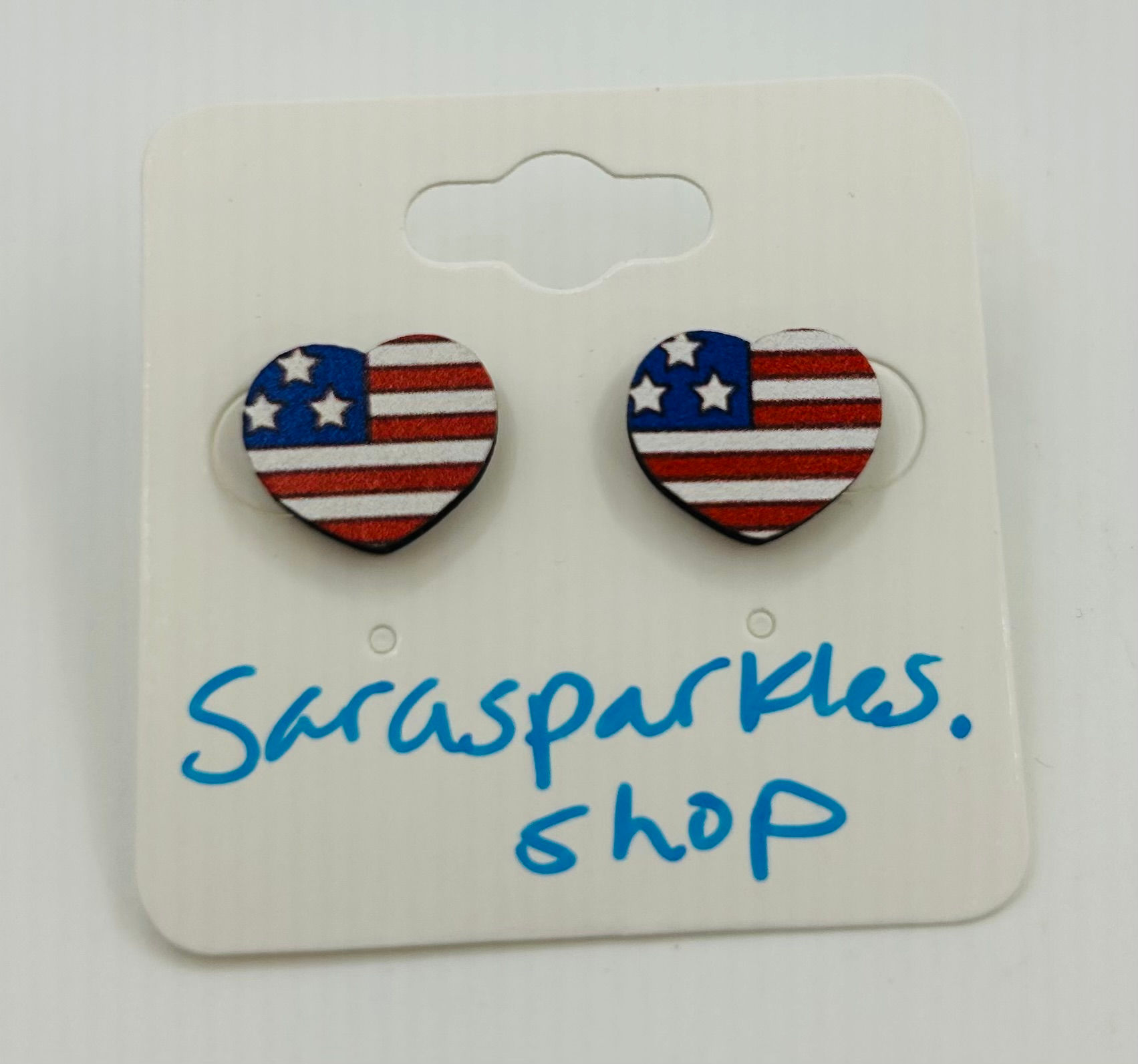 Flag Heart Wooden Earrings