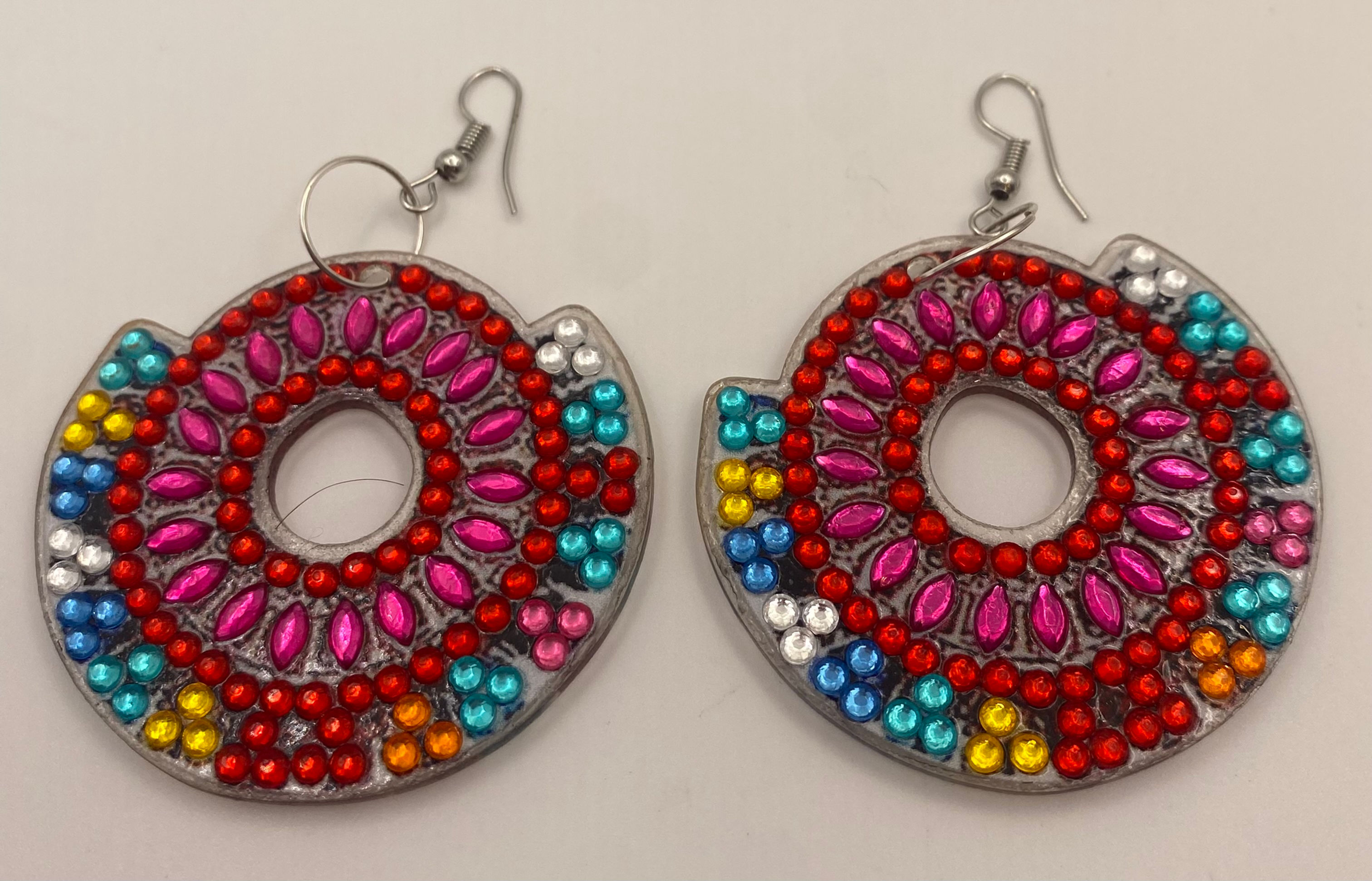 Colorful Circle Diamond Art Earrings