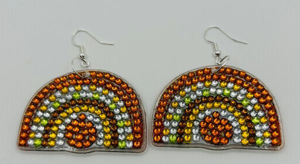 Fall Rainbow Diamond Art Earrings