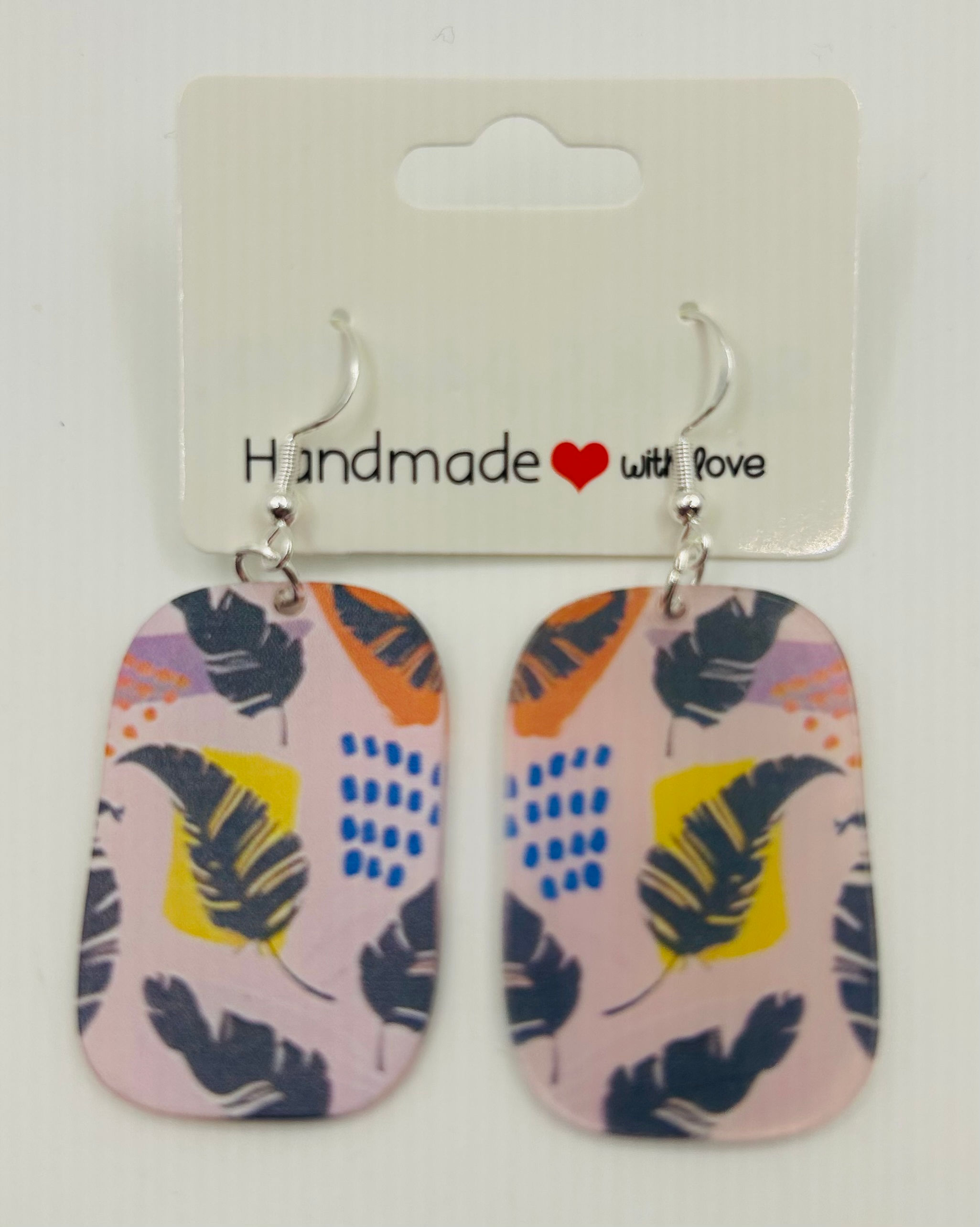 Pastel Feather Pattern Earrings